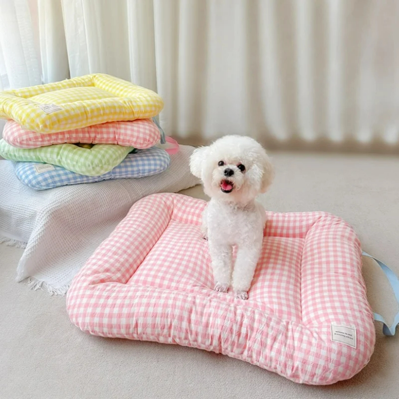 Calming Dog Bed - Cute Plaid Dog Cat Cushion Chic