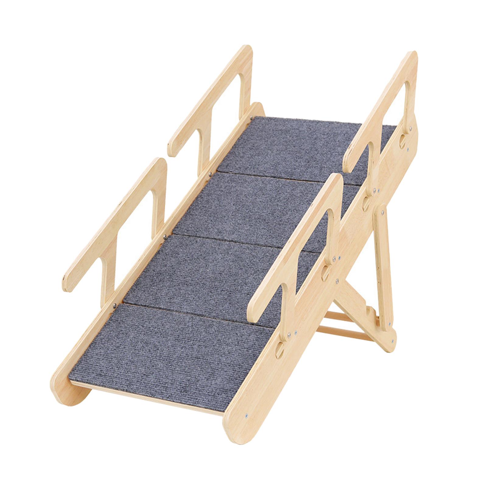 Calming Dog Bed - Wooden Pet Stair Stable Folding Carpeted,Foldable