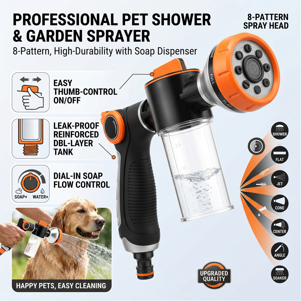 Pet Supplies Outlet - Dog Wash Hose Attachment 8 Pattern