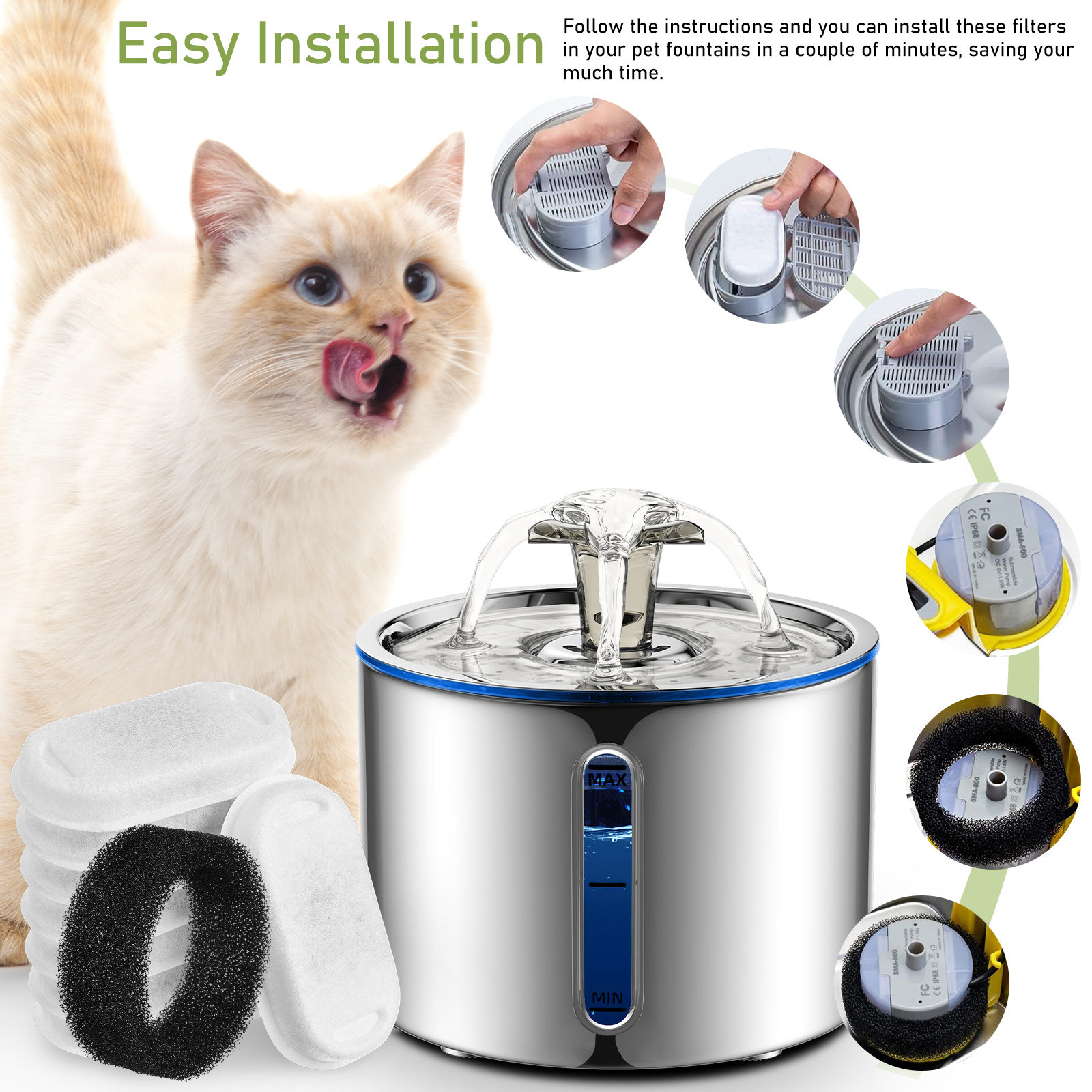 1Set Pet Fountain Filter Repla – обзор и цена Cat Water Fountain Filter